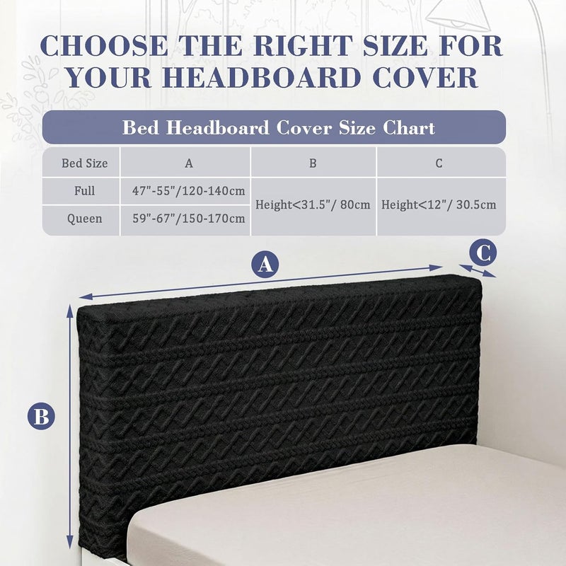 Gilprop Bed Headboard Cover Stretch Jacquard Bed Head Board Slipcover Dustproof Protector Velvet Cover for Bedroom Decor(Black Queen 59"-67") - Image 2